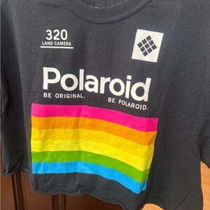 Polaroid Kids Black Tee with Rainbow Graphic